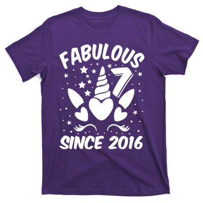 Fabulous 7 Since 2016 Unicorn Birthday T-Shirt