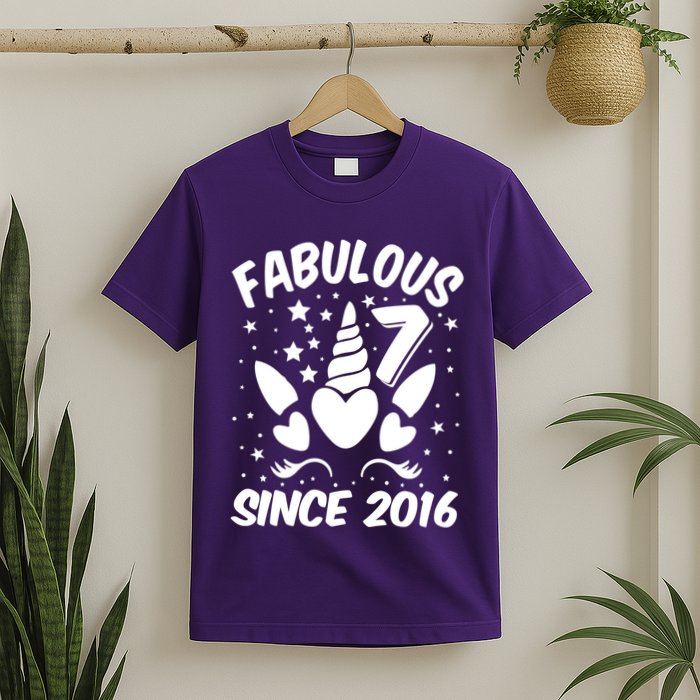 Fabulous 7 Since 2016 Unicorn Birthday T-Shirt