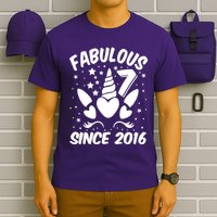 Fabulous 7 Since 2016 Unicorn Birthday T-Shirt