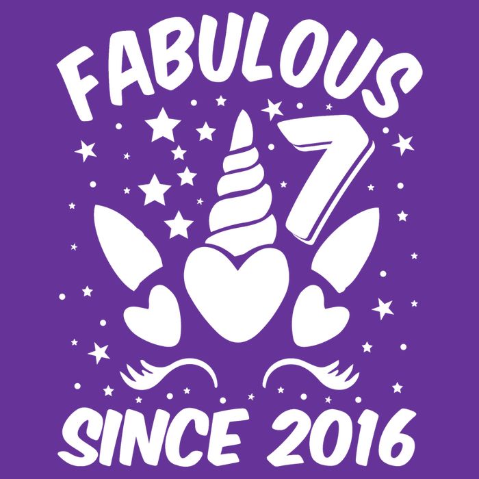 Fabulous 7 Since 2016 Unicorn Birthday T-Shirt