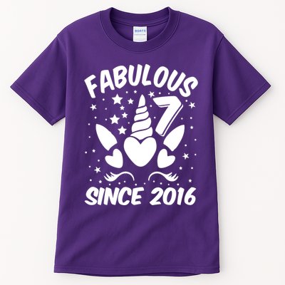 Fabulous 7 Since 2016 Unicorn Birthday Tall T-Shirt