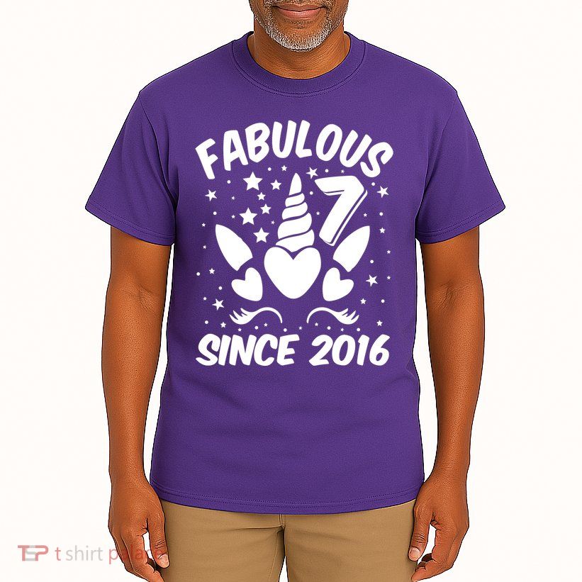 Fabulous 7 Since 2016 Unicorn Birthday Tall T-Shirt