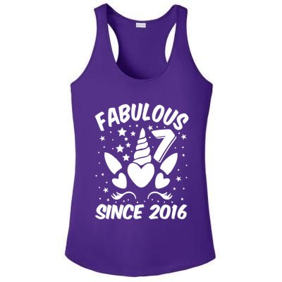 Fabulous 7 Since 2016 Unicorn Birthday Ladies PosiCharge Competitor Racerback Tank