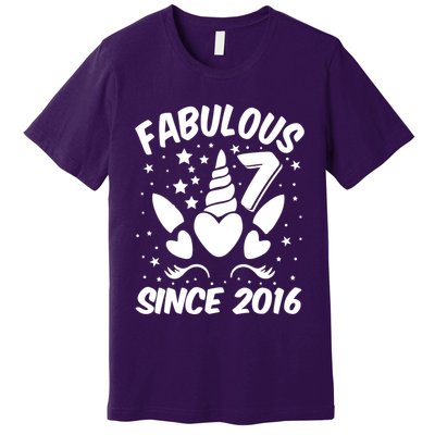 Fabulous 7 Since 2016 Unicorn Birthday Premium T-Shirt