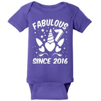 Fabulous 7 Since 2016 Unicorn Birthday Baby Bodysuit