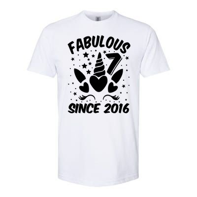 Fabulous 7 Since 2016 Unicorn Birthday Softstyle® CVC T-Shirt