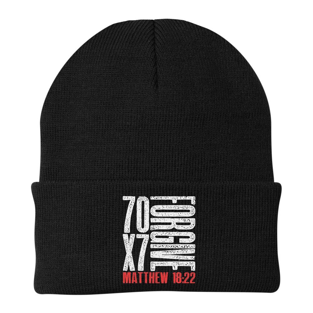 Forgive 70 X 7 Times Seventy Times Seven Jesus Matthew 1822 Beanie