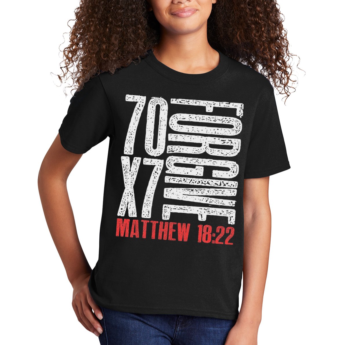 Forgive 70 X 7 Times Seventy Times Seven Jesus Matthew 1822 Kids T-Shirt