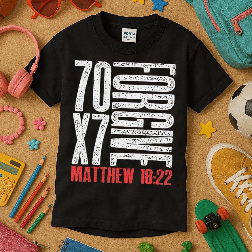 Forgive 70 X 7 Times Seventy Times Seven Jesus Matthew 1822 Kids T-Shirt
