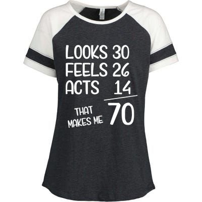 Funny 70 Year Old 70th Birthday Born In 1953 Enza Ladies Jersey Colorblock Tee