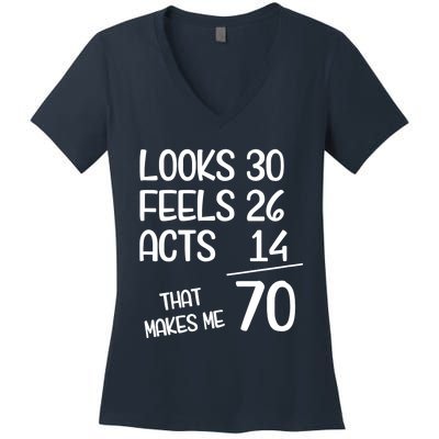 Funny 70 Year Old 70th Birthday Born In 1953 Women's V-Neck T-Shirt