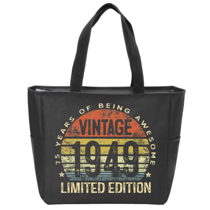 Funny 75 Year Old Gifts Vintage 1949 Limited Edition 75th Birthday Zip Tote Bag