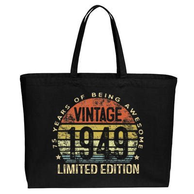 Funny 75 Year Old Gifts Vintage 1949 Limited Edition 75th Birthday Cotton Canvas Jumbo Tote