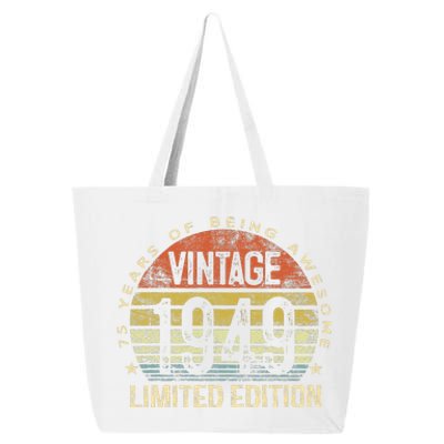 Funny 75 Year Old Gifts Vintage 1949 Limited Edition 75th Birthday 25L Jumbo Tote