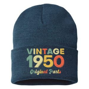 Funny 73 Years Old Born In 1950 Original Parts 73rd Birthday Sustainable Knit Beanie