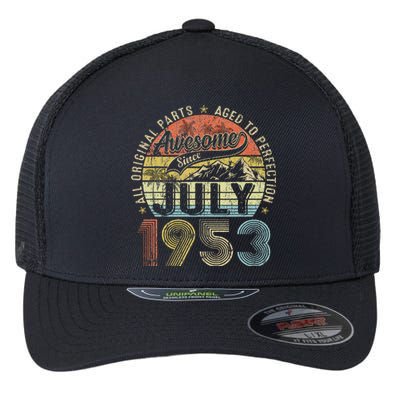 Funny 70 Year Old July 1953 Vintage Retro 70th Birthday Gift Flexfit Unipanel Trucker Cap