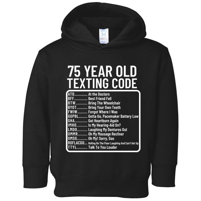 Funny 75 Year Old Texting Code Birthday Toddler Hoodie