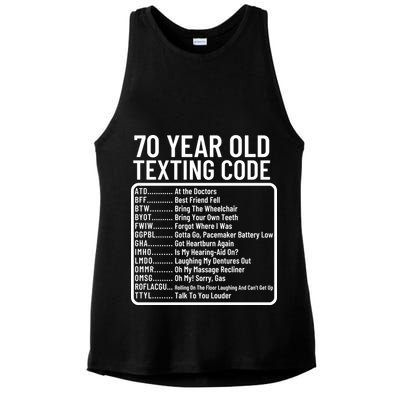 Funny 70 Year Old Texting Code Birthday Ladies PosiCharge Tri-Blend Wicking Tank