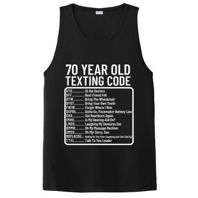 Funny 70 Year Old Texting Code Birthday PosiCharge Competitor Tank