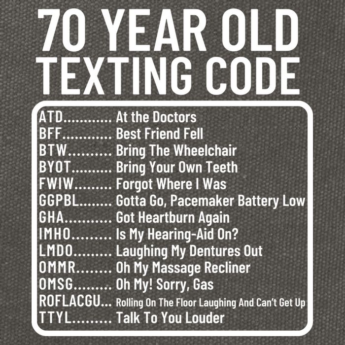 Funny 70 Year Old Texting Code Birthday Cotton Canvas Backpack