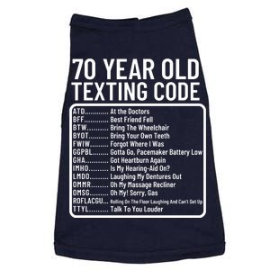 Funny 70 Year Old Texting Code Birthday Doggie Tank