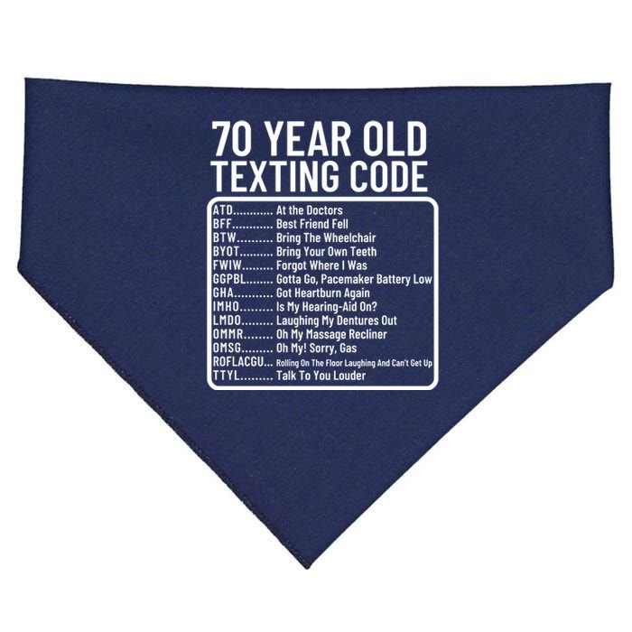 Funny 70 Year Old Texting Code Birthday USA-Made Doggie Bandana