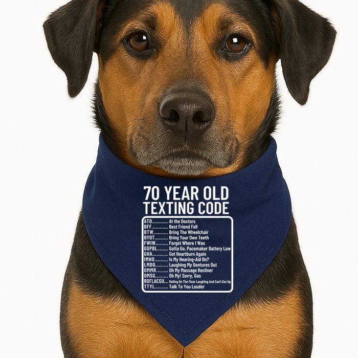 Funny 70 Year Old Texting Code Birthday USA-Made Doggie Bandana