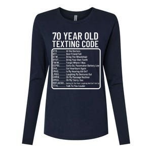 Funny 70 Year Old Texting Code Birthday Womens Cotton Relaxed Long Sleeve T-Shirt