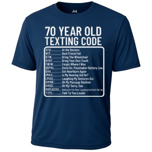 Funny 70 Year Old Texting Code Birthday Cooling Performance Crew T-Shirt