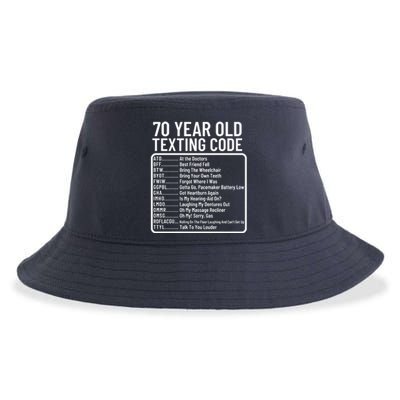 Funny 70 Year Old Texting Code Birthday Sustainable Bucket Hat