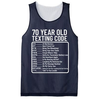 Funny 70 Year Old Texting Code Birthday Mesh Reversible Basketball Jersey Tank