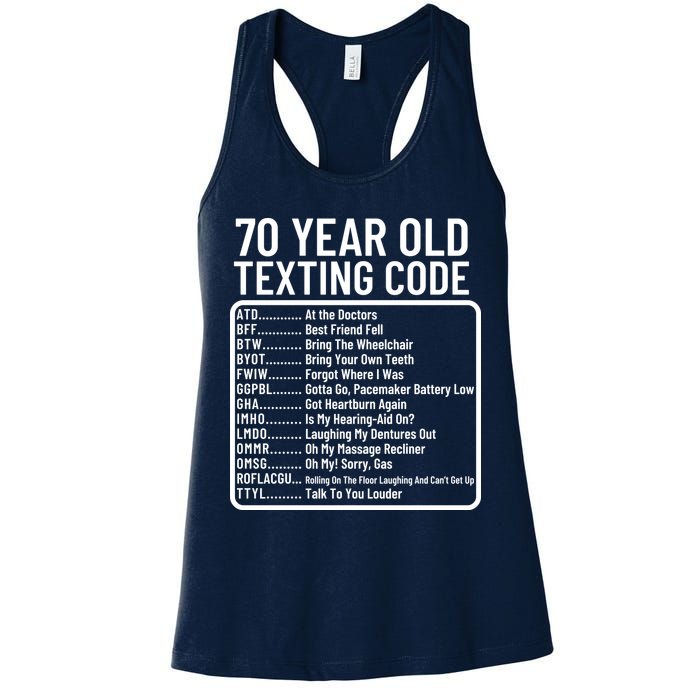 Funny 70 Year Old Texting Code Birthday Womens Tank Top