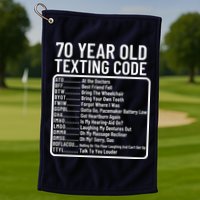 Funny 70 Year Old Texting Code Birthday Golf Towel