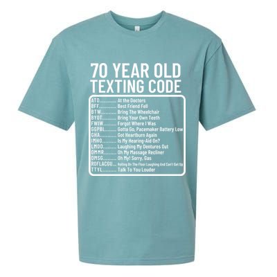 Funny 70 Year Old Texting Code Birthday Sueded Cloud Jersey T-Shirt