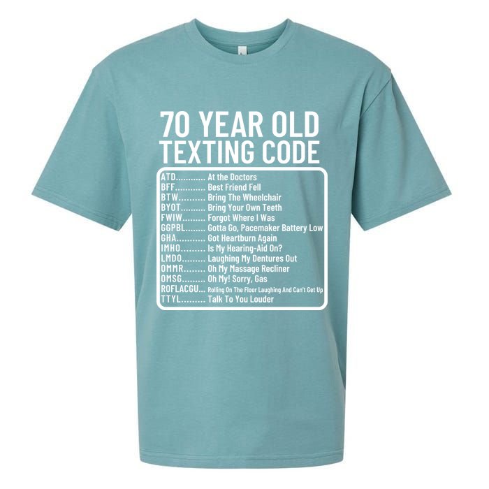 Funny 70 Year Old Texting Code Birthday Sueded Cloud Jersey T-Shirt
