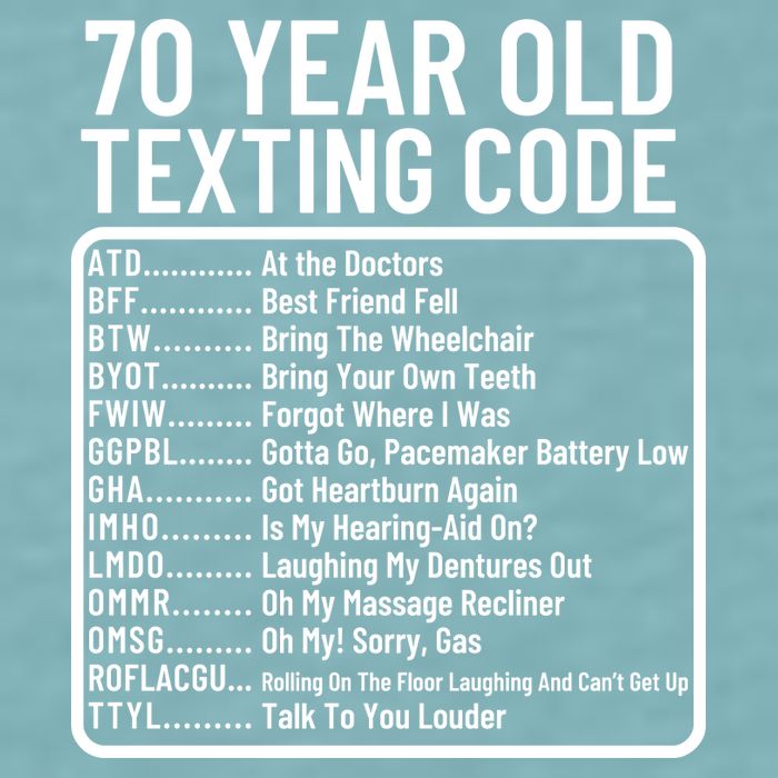 Funny 70 Year Old Texting Code Birthday Sueded Cloud Jersey T-Shirt