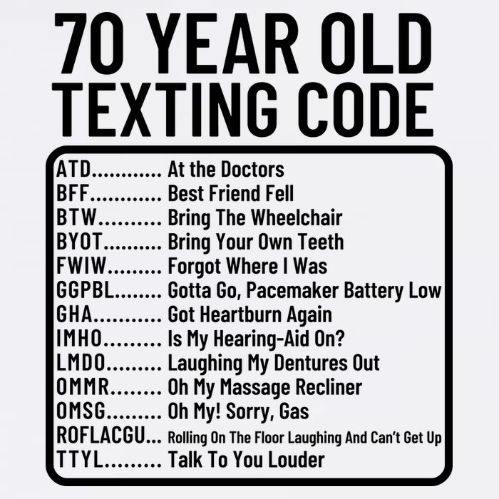 Funny 70 Year Old Texting Code Birthday Garment-Dyed Sweatshirt