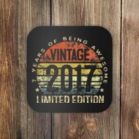 Funny 7 Year Old Gifts Vintage 2017 Limited Edition 7th Birthday Coaster