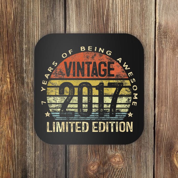 Funny 7 Year Old Gifts Vintage 2017 Limited Edition 7th Birthday Coaster