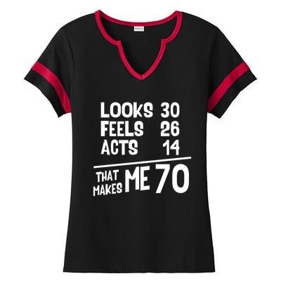 Funny 70 Year Old Joke Birthday Cute 70th Fabulous Humor Cool Gift Ladies Halftime Notch Neck Tee