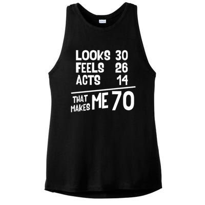 Funny 70 Year Old Joke Birthday Cute 70th Fabulous Humor Cool Gift Ladies PosiCharge Tri-Blend Wicking Tank