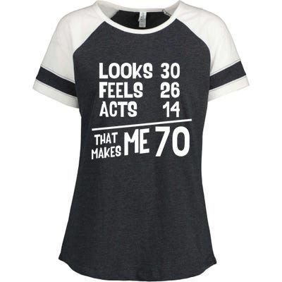 Funny 70 Year Old Joke Birthday Cute 70th Fabulous Humor Cool Gift Enza Ladies Jersey Colorblock Tee