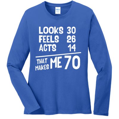 Funny 70 Year Old Joke Birthday Cute 70th Fabulous Humor Cool Gift Ladies Long Sleeve Shirt