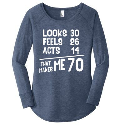 Funny 70 Year Old Joke Birthday Cute 70th Fabulous Humor Cool Gift Women's Perfect Tri Tunic Long Sleeve Shirt