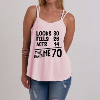 Funny 70 Year Old Joke Birthday Cute 70th Fabulous Humor Cool Gift Women's Strappy Tank