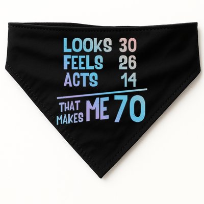 Funny 70 Year Old Joke Birthday Cute 70th Fabulous Humor Gift USA-Made Doggie Bandana