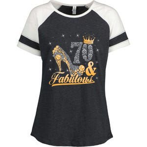 Funny 70 Years Old Joke Birthday Cute 70th Fabulous Crown Meaningful Gift Enza Ladies Jersey Colorblock Tee