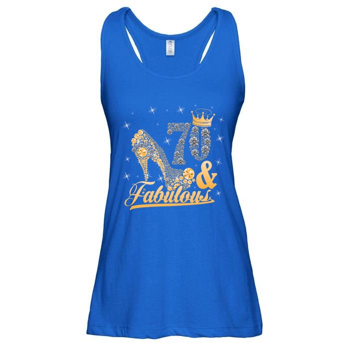 Funny 70 Years Old Joke Birthday Cute 70th Fabulous Crown Meaningful Gift Ladies Essential Flowy Tank