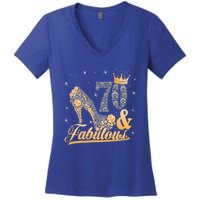 Funny 70 Years Old Joke Birthday Cute 70th Fabulous Crown Meaningful Gift Women's V-Neck T-Shirt