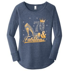 Funny 70 Years Old Joke Birthday Cute 70th Fabulous Crown Meaningful Gift Women's Perfect Tri Tunic Long Sleeve Shirt